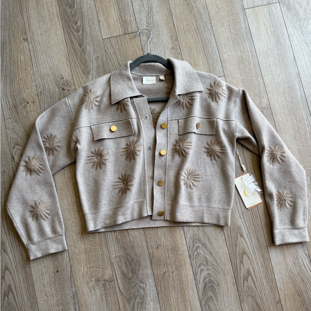 NEW with Tags | Cyrus Tan Shirt Jacket with Floral Print